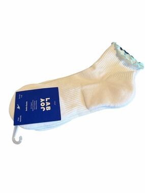 Joylab White Ankle Socks with Scallop Trim- 2 pairs
